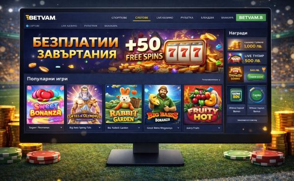 Казино секция в Betvam с free spins, слот игри и бонус предложения